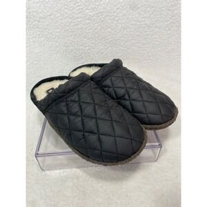 Sorel Slippers Women's size 5 Nakiska Quilted Scuff Faux Fur Black